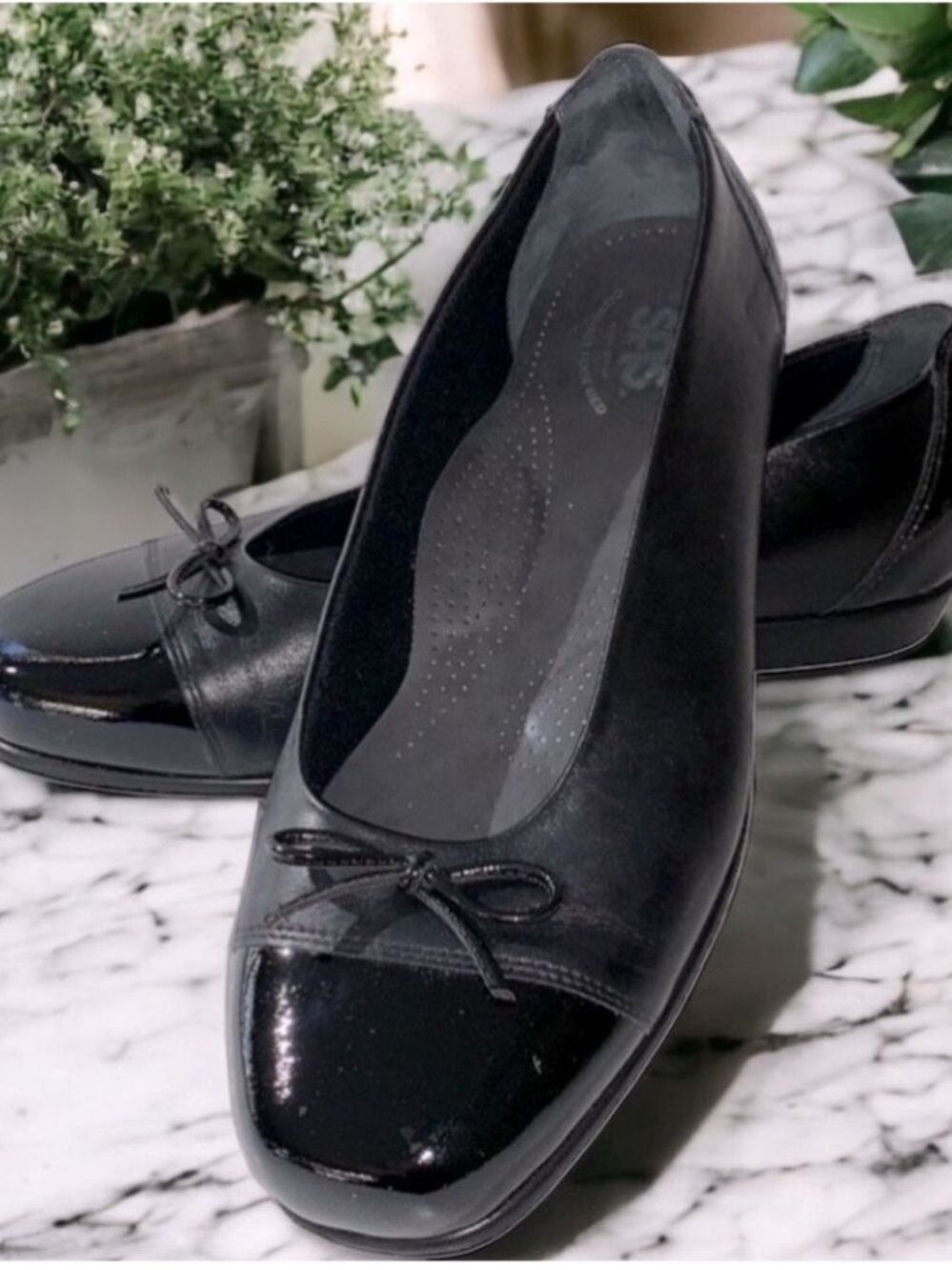 SAS Tripad Women’s Coco Dressy Shoes Black Leather Flats 9W Wide NWOT